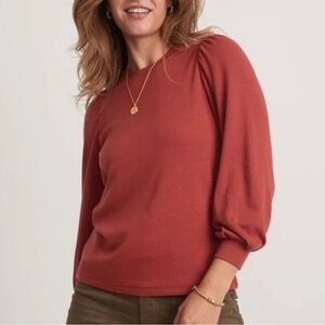 Marine Layer Lexi Rib Puff Sleeve Top, size small